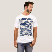 Traditional Japanese Pattern Design Seamless Texti T-Shirt (Vorne ganz)