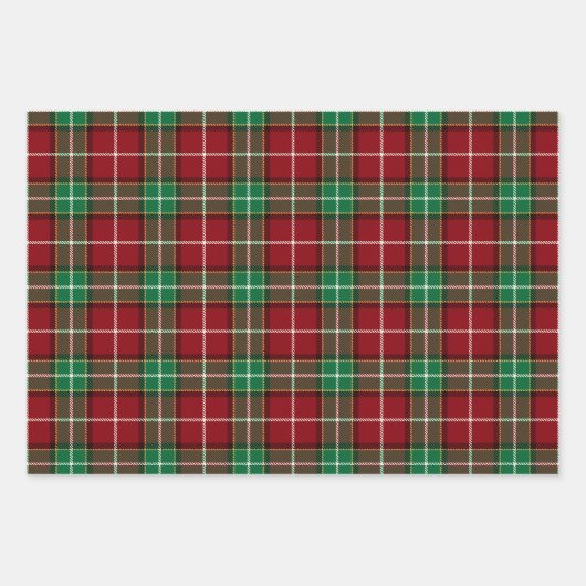 Traditional Maroon and Emerald Green Tartan Plaid Geschenkpapier Set (Vorderseite 2)