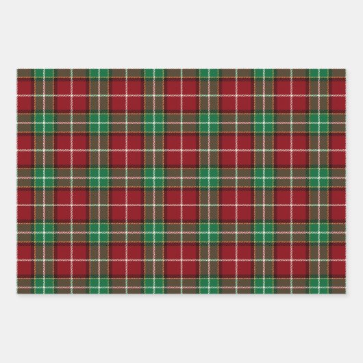 Traditional Maroon and Emerald Green Tartan Plaid Geschenkpapier Set (Vorderseite)