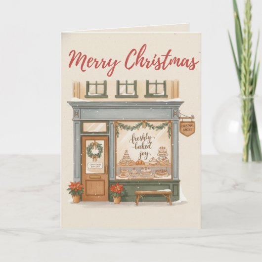 Traditional Merry Christmas Bakery Card Freshly Karte (Vorderseite)