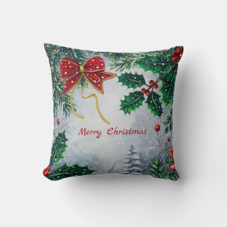 Traditional Merry Christmas Holidays Personalize Kissen