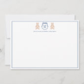 Traditional Monogram Teddy Bear Boy Baby Shower Dankeskarte (Vorderseite)