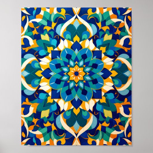 Traditional Moroccan Zillij Geometric Tile Pattern Poster (Vorne)