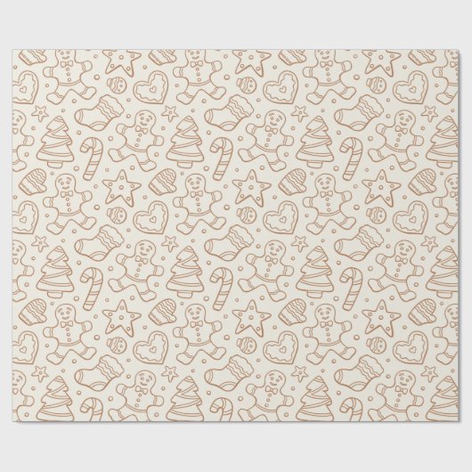 Traditional Neutral Christmas Boho Gingerbread Man Geschenkpapier (Flach)