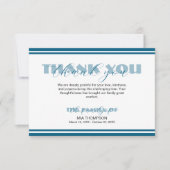 Traditional Ocean Blue Lines Memorial Thank Dankeskarte (Vorderseite)