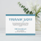 Traditional Ocean Blue Lines Memorial Thank Dankeskarte (Stehend Vorderseite)