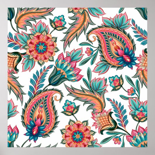 Traditional oriental seamless paisley pattern. Vin Poster (Vorne)