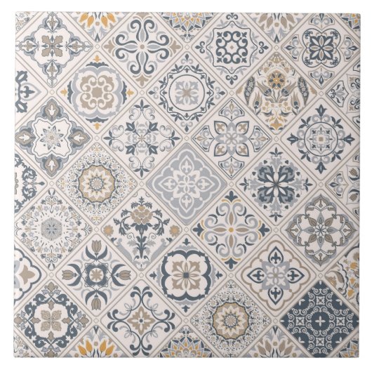 Traditional ornament Portuguese and Spanish Boho  Fliese (Vorderseite)