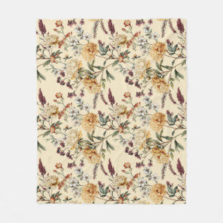 Traditional  Peony Vintage Botanical Pattern Fleecedecke