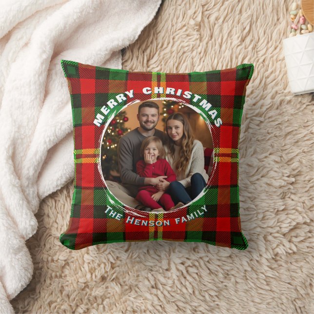 Traditional Personalized Family Photo Plaid  Kissen (Decke)