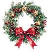 Traditional pine wreath Christmas bag with berries Mittlere Geschenktüte