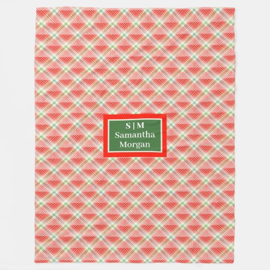 Traditional Plaid Blanket Custom Monogram Gift Fleecedecke (Vorderseite)