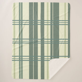 Traditional Plaid Green Teal Hues on Cream Sherpadecke