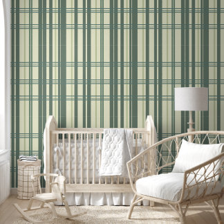 Traditional Plaid Green Teal Hues on Cream Tapete