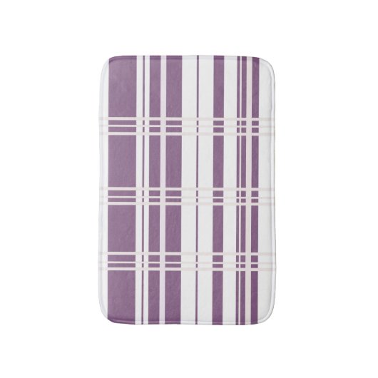 Traditional Plaid Plum, Blush Pink, White Badematte (Vorderseite Vertikal)