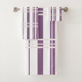 Traditional Plaid Plum, Blush Pink, White Badhandtuch Set