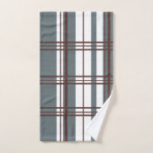 Traditional Plaid Smoke Grey, Deep Burgandy, White Badhandtuch Set (Handtuch)