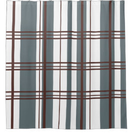 Traditional Plaid Smoke Grey, Deep Burgandy, White Duschvorhang