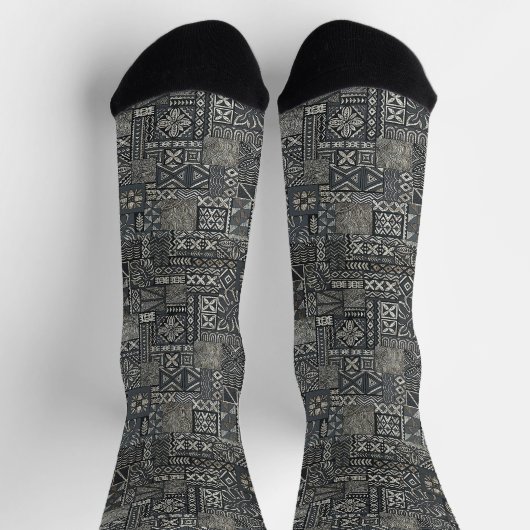 Traditional Polynesian Tapa Cloth Pattern Socken (Oben)