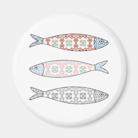 Traditional Portuguese icon. Colored sardines Magnet (Vorne)