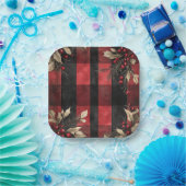 Traditional Red and Black Plaid Christmas Holiday Pappteller (Party)