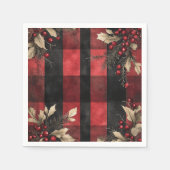 Traditional Red and Black Plaid Christmas Holiday Serviette (Vorderseite)