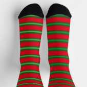 Traditional Red And Green Christmas Stripes Socken (Oben)