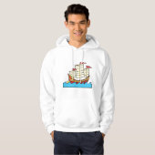 Traditional Red Chinese Junk Ship on Blue Waves Hoodie (Vorne ganz)