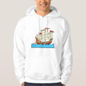 Traditional Red Chinese Junk Ship on Blue Waves Hoodie (Vorderseite)
