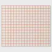 Traditional Red Vintage Christmas Grid Checkered Geschenkpapier (Flach)