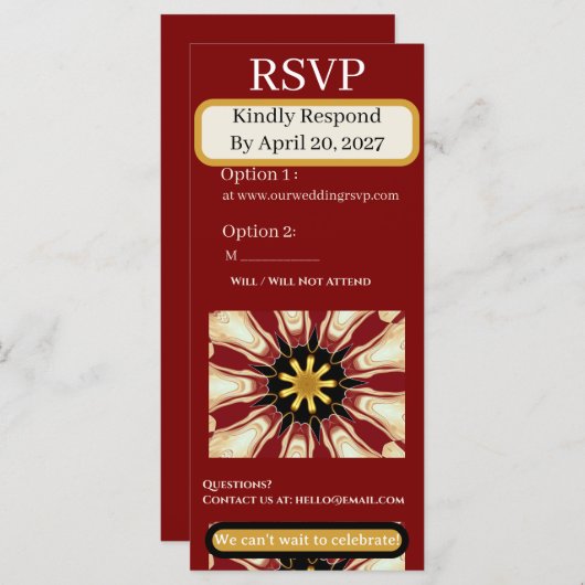 Traditional RSVP Suite | Crimson & Cream Starburst (Vorne/Hinten)