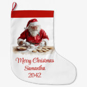 Traditional Santa Claus Cozy Red White Stocking Großer Weihnachtsstrumpf (Vorderseite)