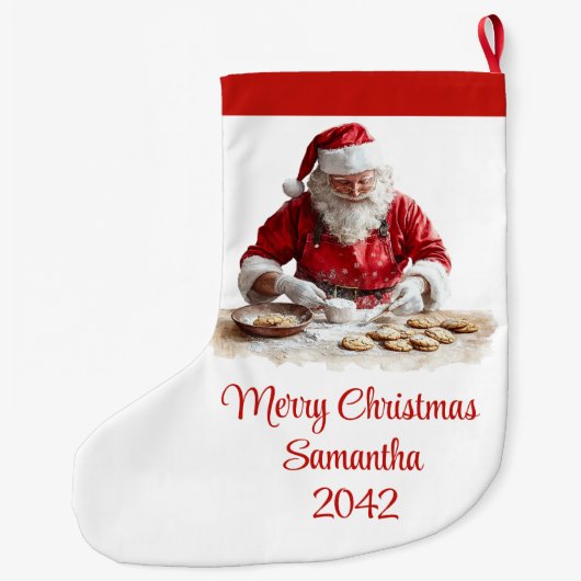 Traditional Santa Claus Cozy Red White Stocking Großer Weihnachtsstrumpf (Rückseite)