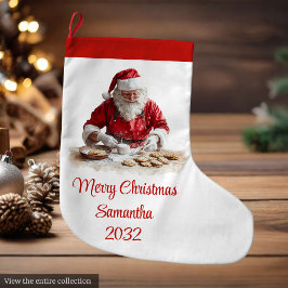 Traditional Santa Claus Cozy Red White Stocking Großer Weihnachtsstrumpf