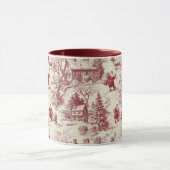 Traditional Santa Claus Red on Cream Toile De Jouy Tasse (Zentrum)