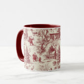 Traditional Santa Claus Red on Cream Toile De Jouy Tasse (Vorderseite Links)