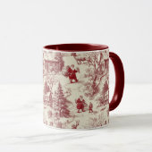 Traditional Santa Claus Red on Cream Toile De Jouy Tasse (VorderseiteRechts)