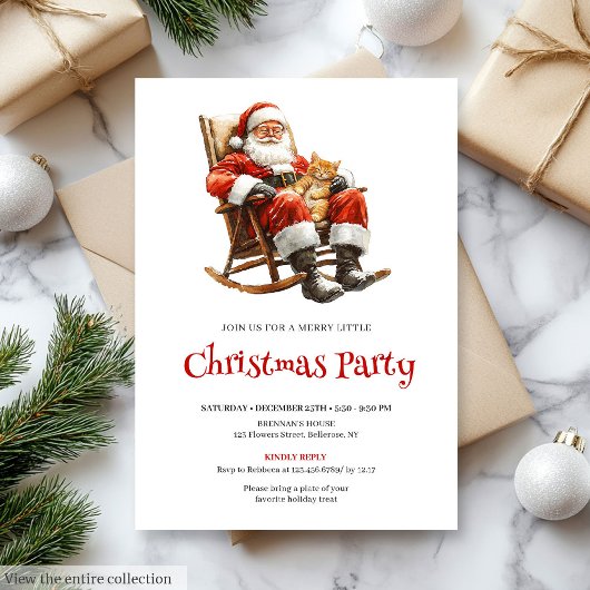 Traditional Santa Festive Christmas Party Invite Einladung