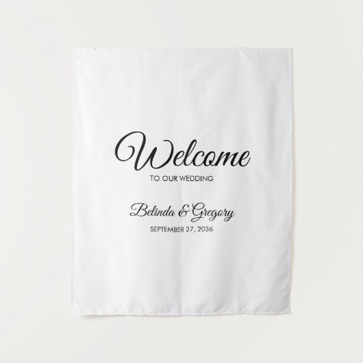 Traditional Script Welcome Wedding Fabric Sign Wandteppich (Vorderseite)