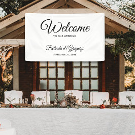 Traditional Script Welcome Wedding Hanging Sign  Banner