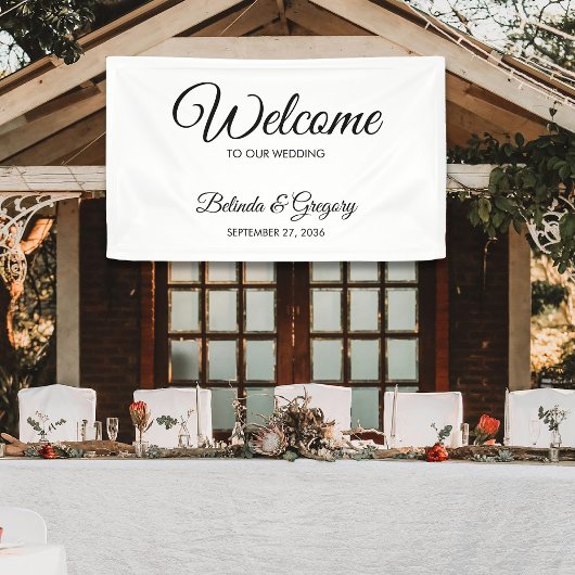 Traditional Script Welcome Wedding Hanging Sign  Banner