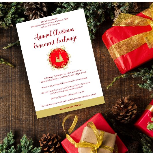 Traditional Snowflakes Christmas Ornament Exchange Einladung