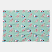 Traditional Snowman Christmas on LIGHT TEAL Geschirrtuch (Horizontal)