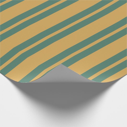 Traditional Stripe Pattern Teal Green and Mustard Geschenkpapier (Ecke)