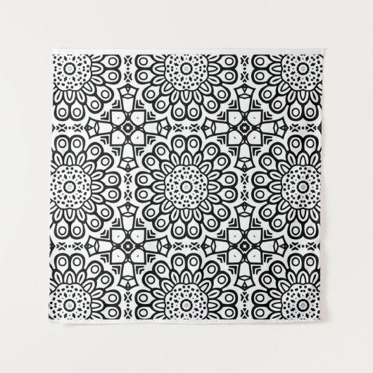 Traditional sunflower batik pattern ornamentscroll wandteppich (Vorderseite)