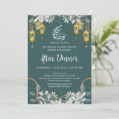 Traditional Teal Pattern Ramadan Iftar Dinner Einladung (Stehend Vorderseite)