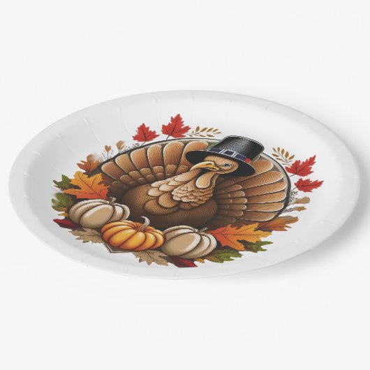 Traditional Thanksgiving Design Pappteller (Schrägansicht)