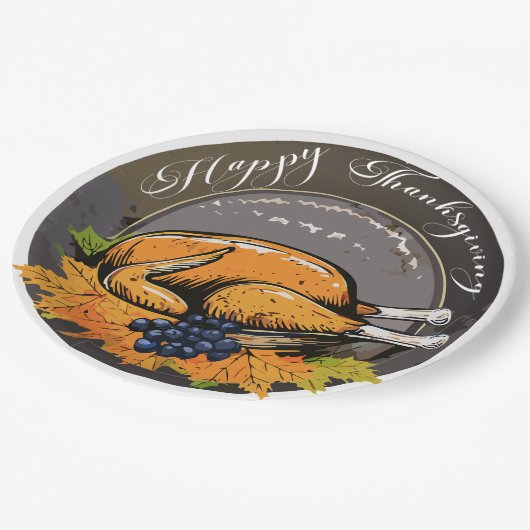 Traditional Thanksgiving Design Pappteller (Schrägansicht)