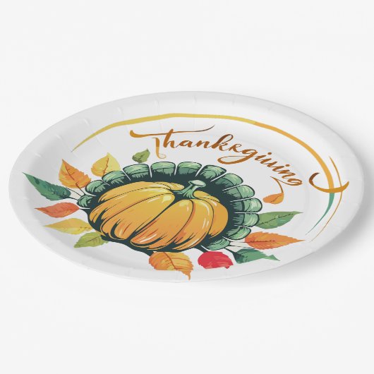 Traditional Thanksgiving Design Pappteller (Schrägansicht)