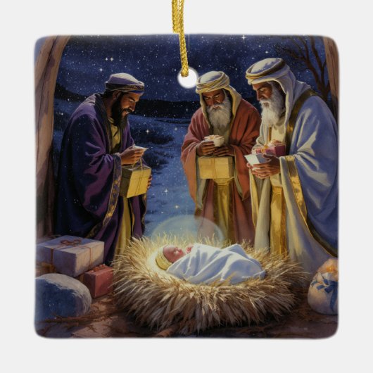 Traditional Three Wise Men Nativity Keramikornament (Vorderseite)